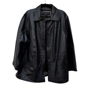 Leather Brown Button-Front Coat size 2X